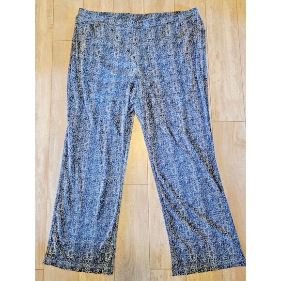 Easywear by CHICO'S 3/XL Blue White Speckled Pull-On Pants‎ Pockets Lightweight - Picture 1 of 8